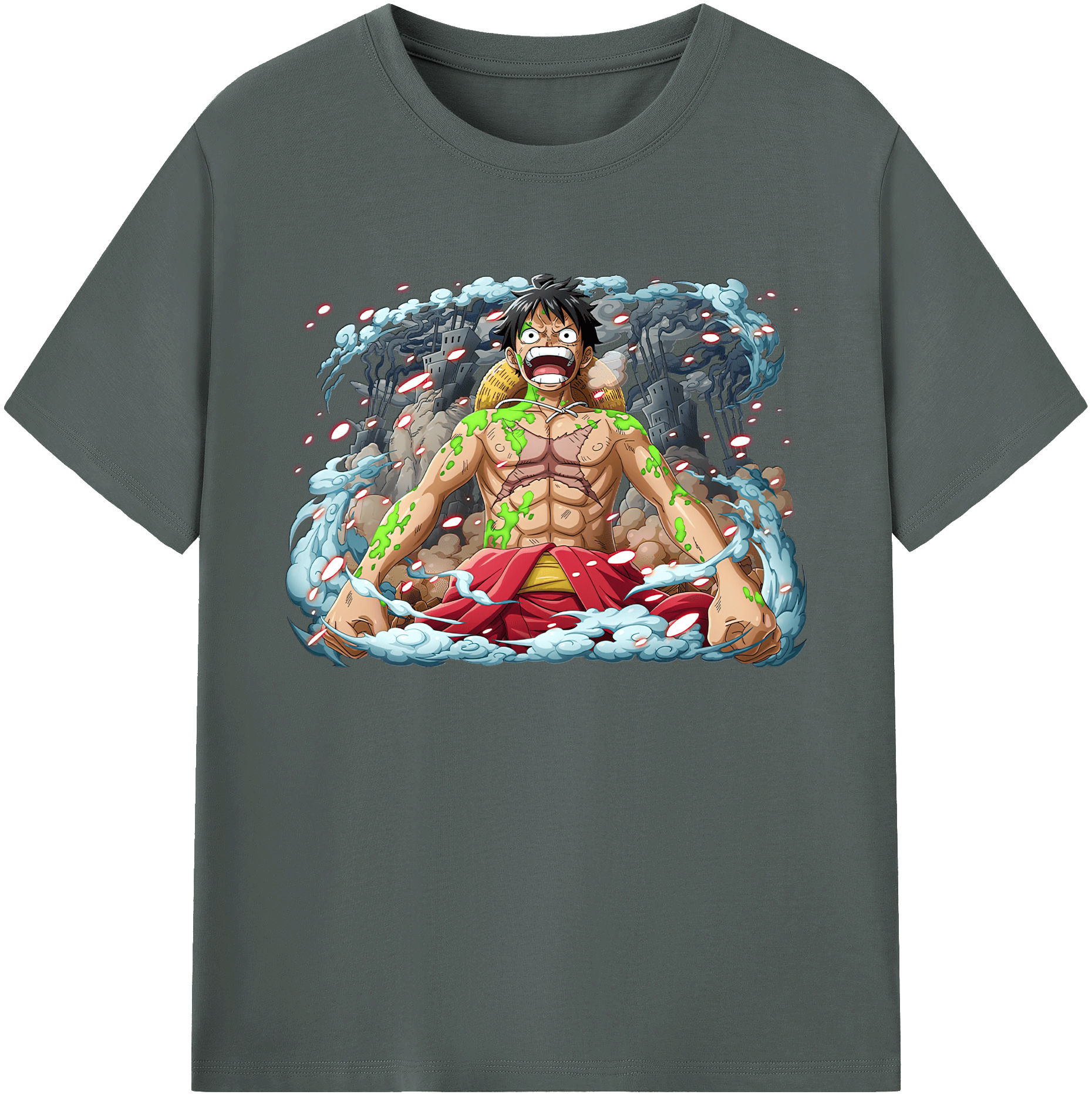 ワンピース モンキー・D・ルフィ ONE PIECE Monkey D. Luffy 綿100％ メンズ半袖Tシャツ｜肌触りやわらか＆通気性